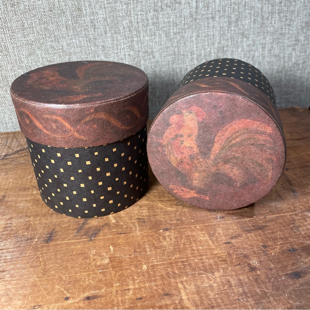 Primitives Roosters decorative boxes vintage